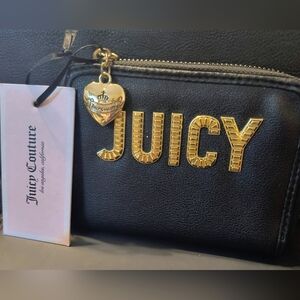Juicy Couture Black Clutch Wallet with Gold Accents NWT